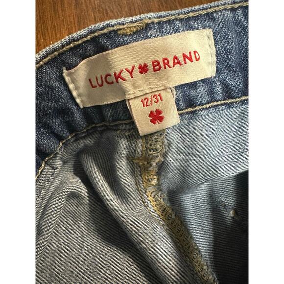 Lucky Brand High Rise Wide Leg Cropped Blue Denim Jeans Women 12/31 Grunge Y2K - Picture 2 of 11